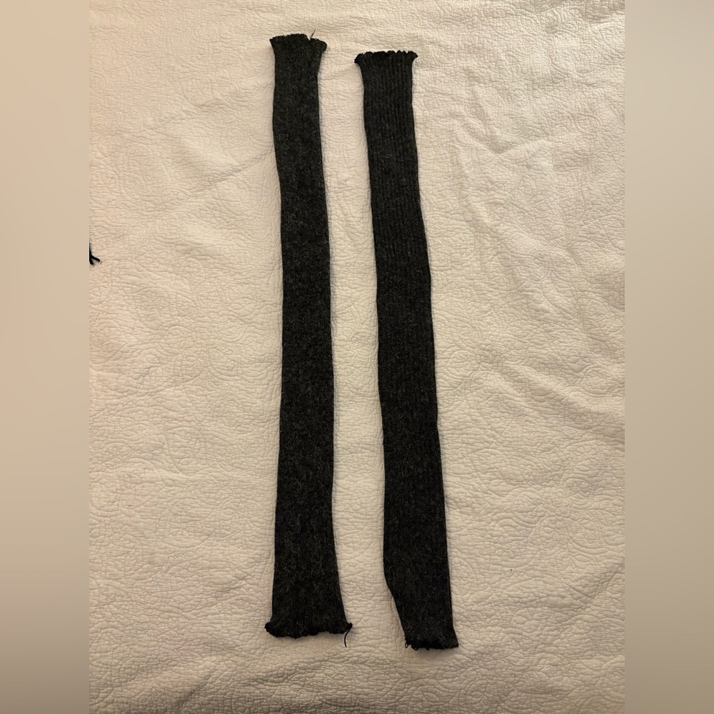 Long Cozy Dark Gray Knit Leg Warmers